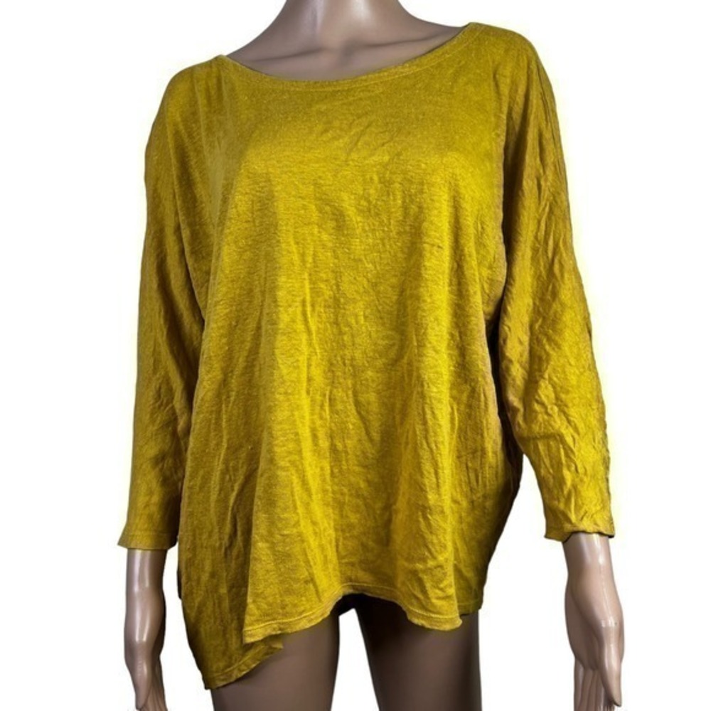 Eileen Fisher Women Top Blouse Yellow Mustard Size M